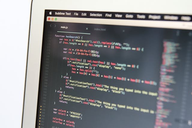 website code showing technical seo services